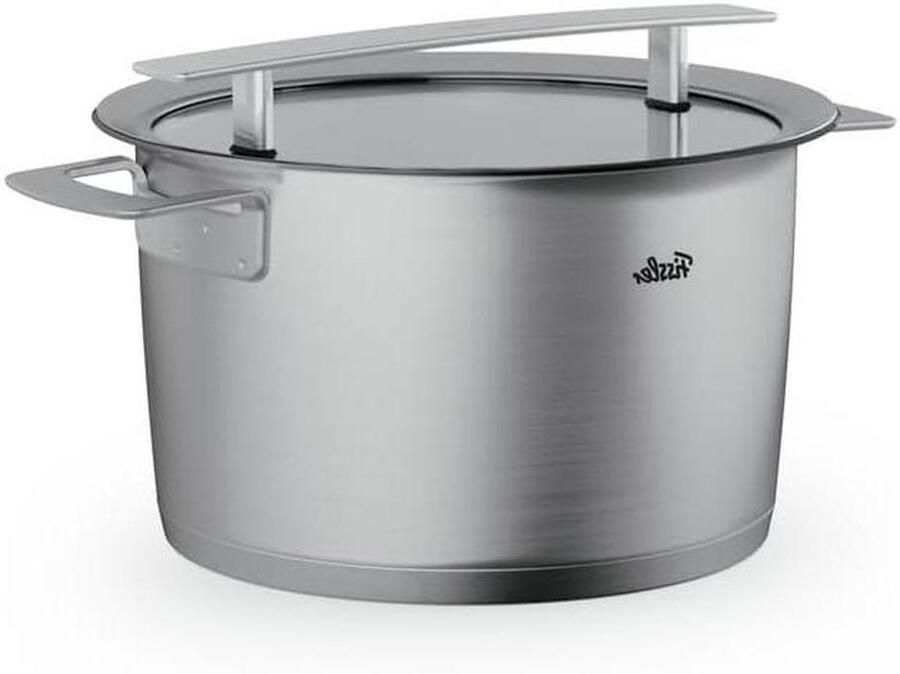 Hoge Kookpan Soeppan Grote Porties Grote Gerechten Maken Universeel Inductie Geschikt 65 Liter 24 cm Zilverkleurig