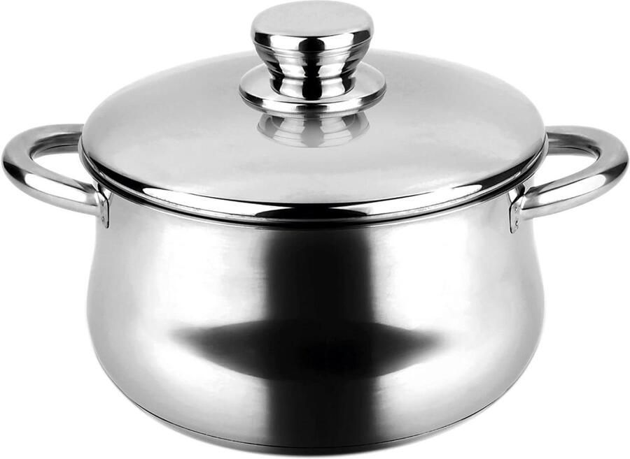 Hoge Kookpan Stoofpan Roestvrij Staal Gerechten Bereiden Drielaagse Bodem 24 cm 68 Liter Zilver