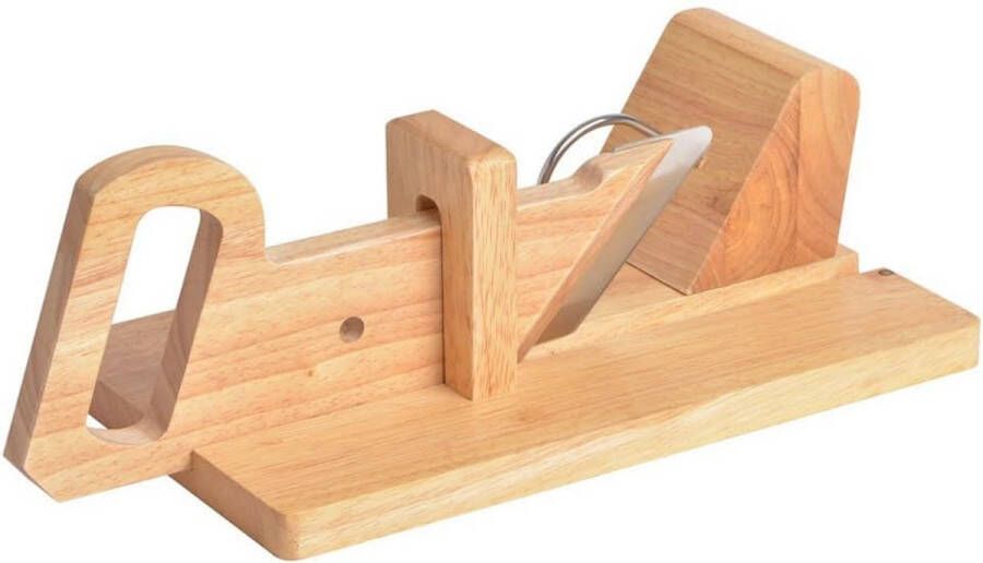 Hoge kwaliteit worstsnijder van beuken en staal Veilig en praktisch snijden 28 x 16 x 12 cm