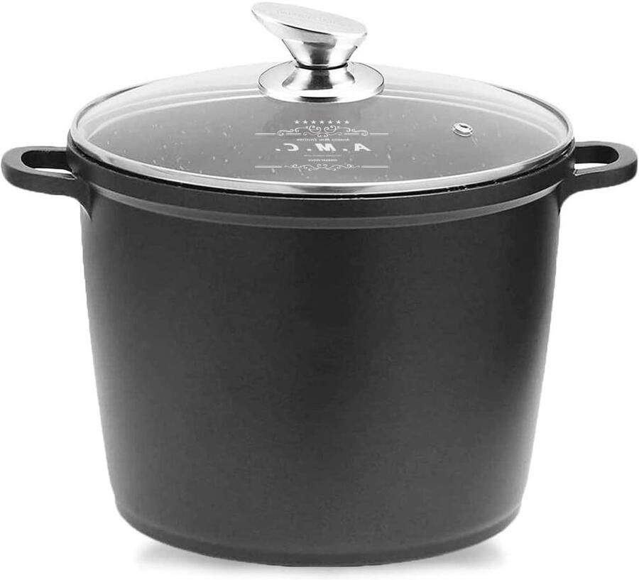 Hoge Pan Braadpan Sauspan Koken en Bakken Greblon C3 Plus Antiaanbaklaag 28 cm 10.5 Liter Zwart