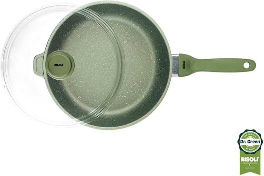 Hoge Pan Koekenpan met steel Gezond Koken Dubbele antiaanbaklaag 28 cm Zwart