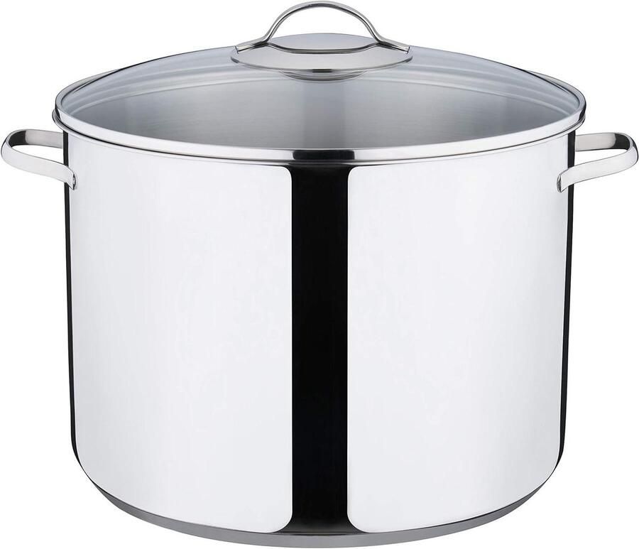 Hoge Pan Kookpan Soeppan Grote Porties Maken Inductie Thermische Bodem 30 cm 15 Liter Zilverkleurig