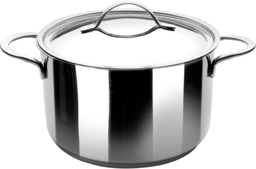Hoge Pan Kookpan Steelpan Koken en Sudderen Gelijkmatige Warmteverdeling 18 cm 3.3 Liter Roestvrij Staal
