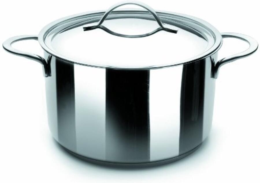 Hoge pan met deksel 28 cm van roestvrij staal geschikt voor inductie