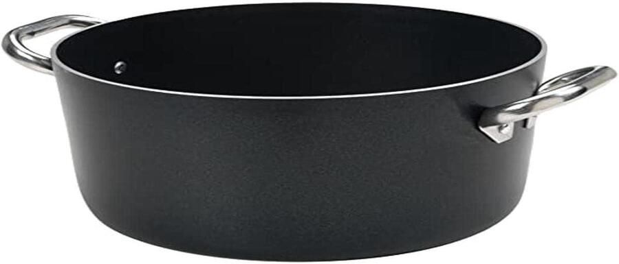 Hoge Steelpan Aluminium Kookpan Sauspan Snel Koken Antiaanbaklaag Binnen Buiten 32 cm Diameter Grijs