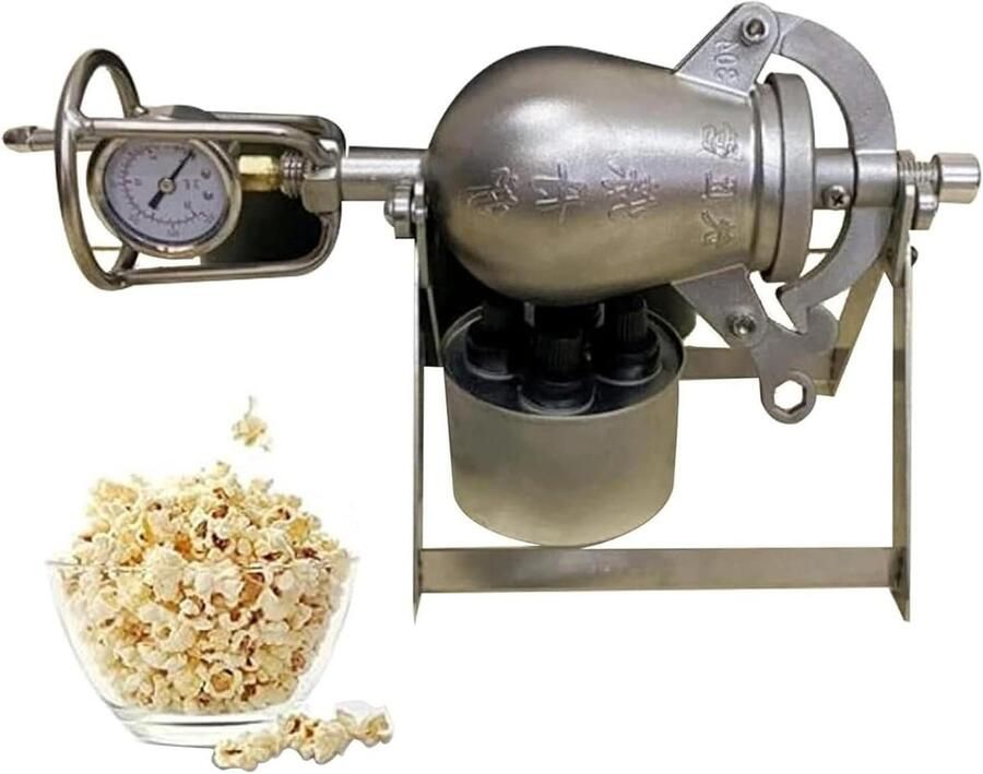 Hogedruk Popcornmachine Traditionele Maker Familiefeestjes Thuis Nauwkeurige Drukmeter 230ml Capaciteit Vintage