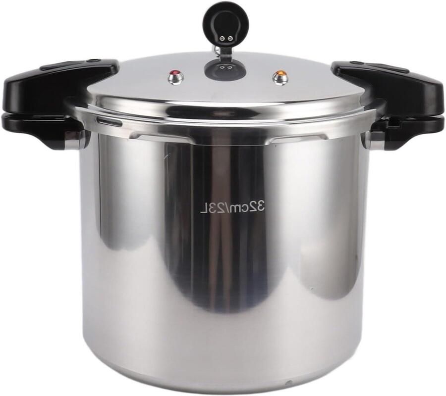 Hogedrukkookpan Aluminium Snelkookpan Canner Grote Maaltijden Bereiden Explosiebestendig Ontwerp 32 cm 23L Aluminiumkleur