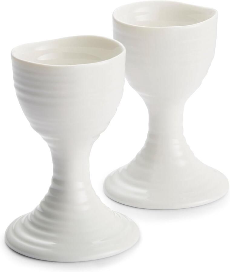 Home & Gifts Eierbekers Porselein Wit 6 5 x 6 5 x 9 cm