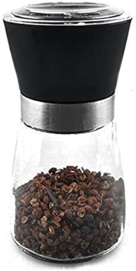 Home High Grips Zout of Pepper Grinder Glazen Body Kruidfles 1-Pack Zwart
