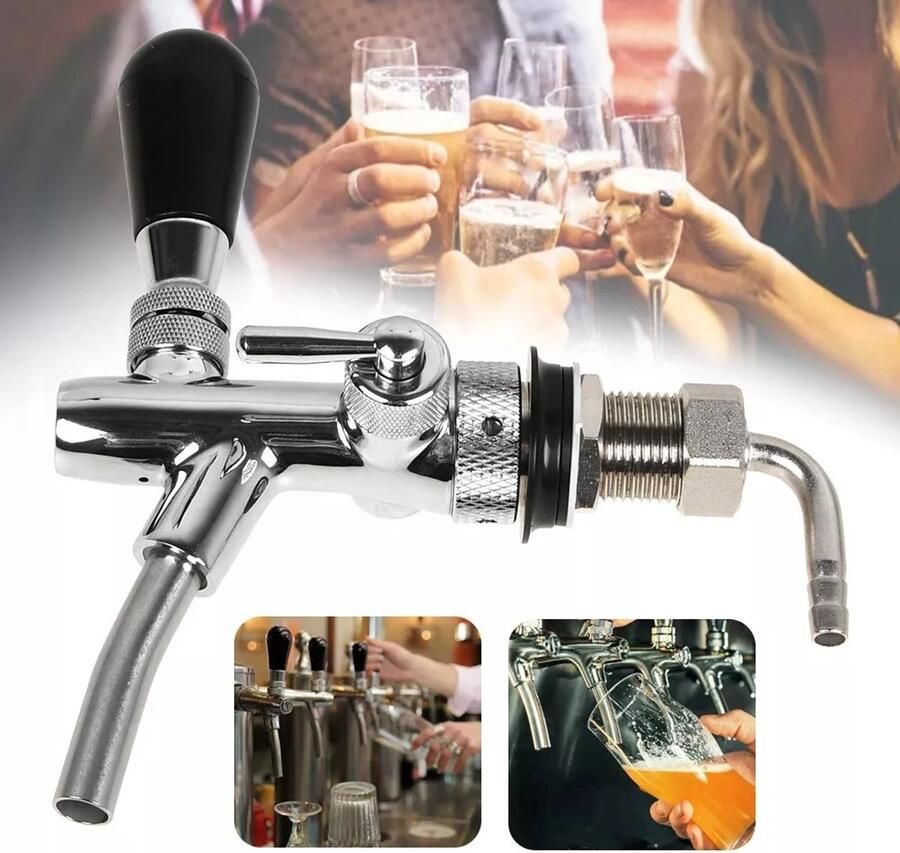 HOMTAS Tapkraan Biertkraan Compensatorkraan zelfsluitend versie 10 mm chroome G5 8