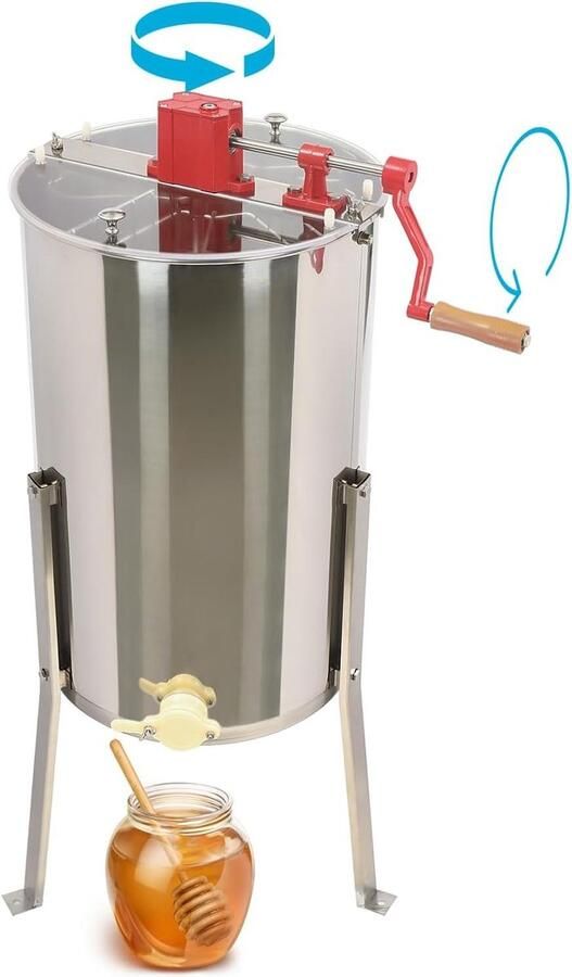 Honing Extractor Bijenteelt Apparaat Honing Oogsten Handmatige Bediening 3 Frames Zilver