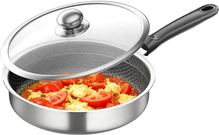Honingraat Koekenpan Nonstick Roerbakpan Dagelijks Koken Transparant Deksel 30 cm Meerkleurig