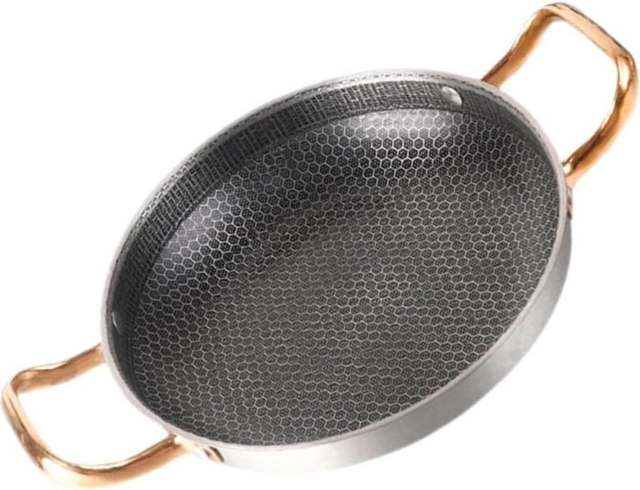 Honingraat Koekenpan Zeevruchten Pan Dagelijks Koken Gelijkmatige Warmteverdeling 28 cm Diameter Zilverkleurig