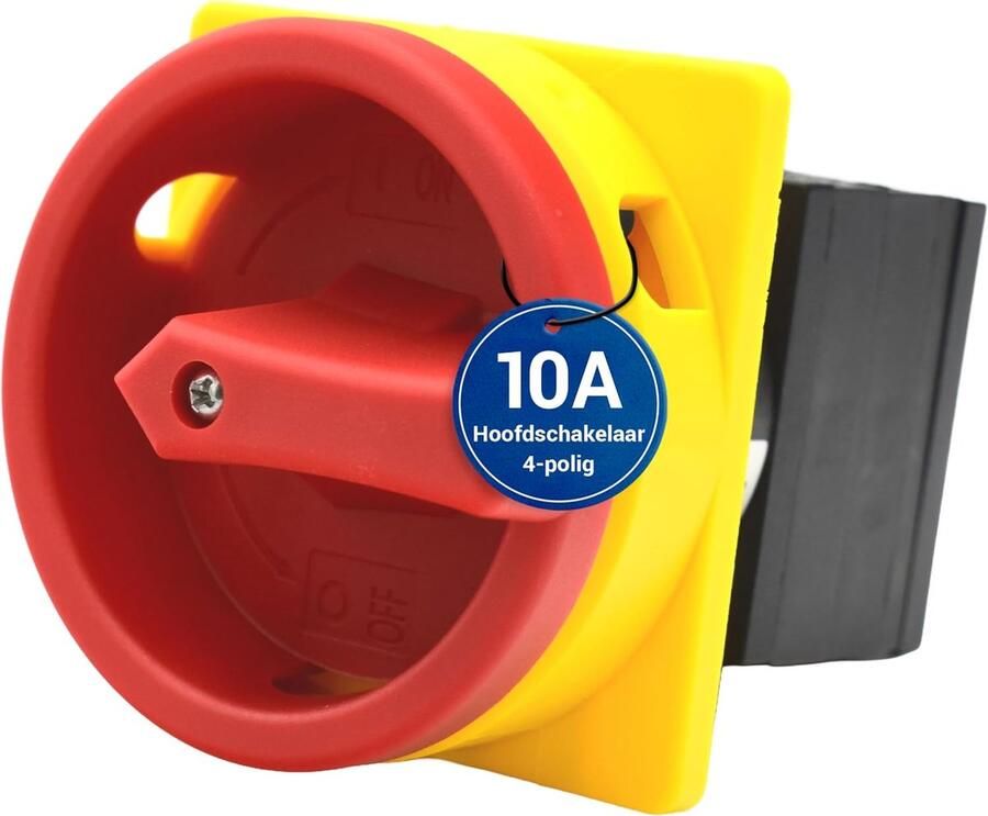 Hoofdschakelaar 10A 4-polig – IP65 Lastscheider voor frontmontage – Noodstop schakelaar ideaal voor de industrie – Draaischakelaar voor veilige en betrouwbare uitschakeling 230V 400V