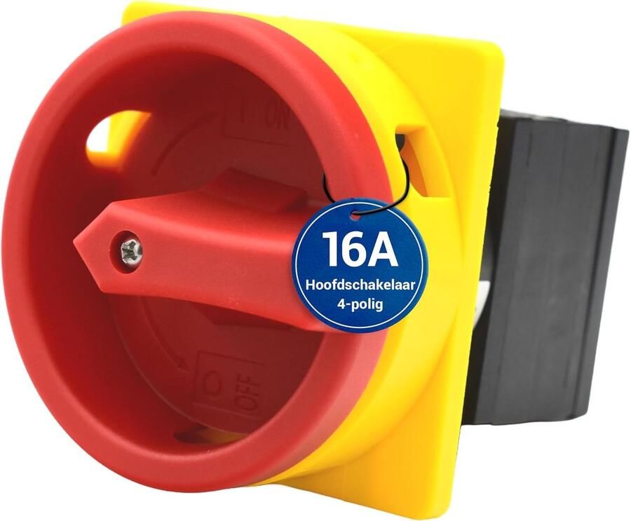Hoofdschakelaar 16A 4-polig – IP65 Lastscheider voor frontmontage – Noodstop schakelaar ideaal voor de industrie – Draaischakelaar voor veilige en betrouwbare uitschakeling 230V 400V