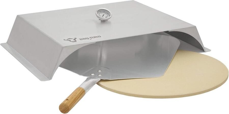 Hoogwaardig Pizza-opzetstuk voor Gasbarbecue met Thermometer 56 x 39 cm