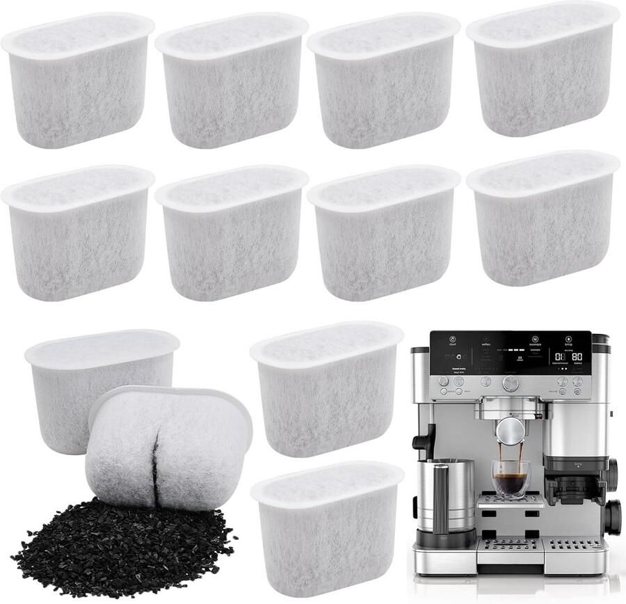 Hoogwaardige Koffiefilters voor Koffiemachines Set van 12 Actieve Koolstoffilters voor Verbeterde Smaak en Aroma Ideaal voor Koffieliefhebbers met Drie Fases Filtratie