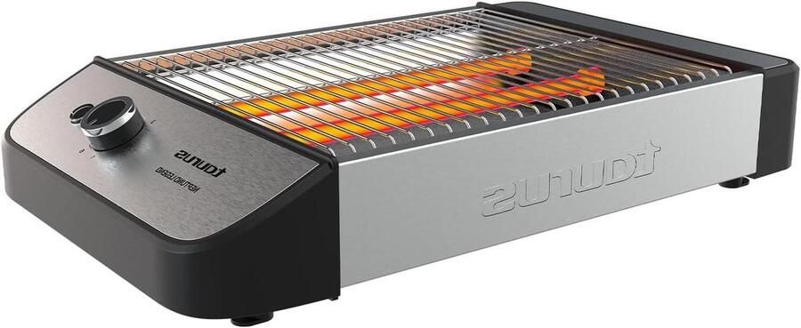Horizontale Broodrooster Brood Griller Ontbijt Bereiden Drie Kwartselementen 4 Sneden Zwart Metallic