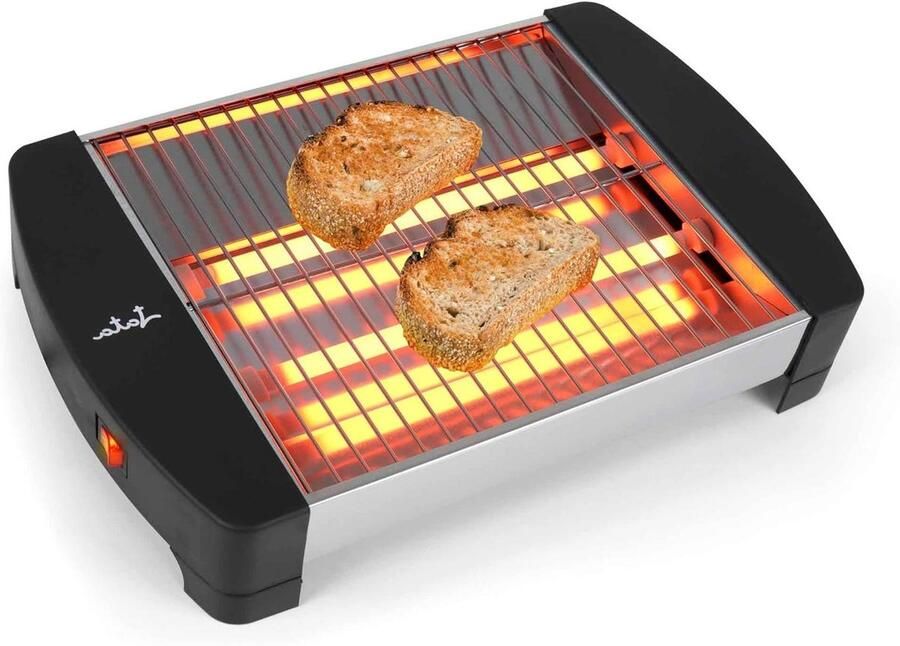 Horizontale Broodrooster Brood Toast Apparaat Ontbijt Maken Groot Bruiningsoppervlak 23 x 20 cm Zwart
