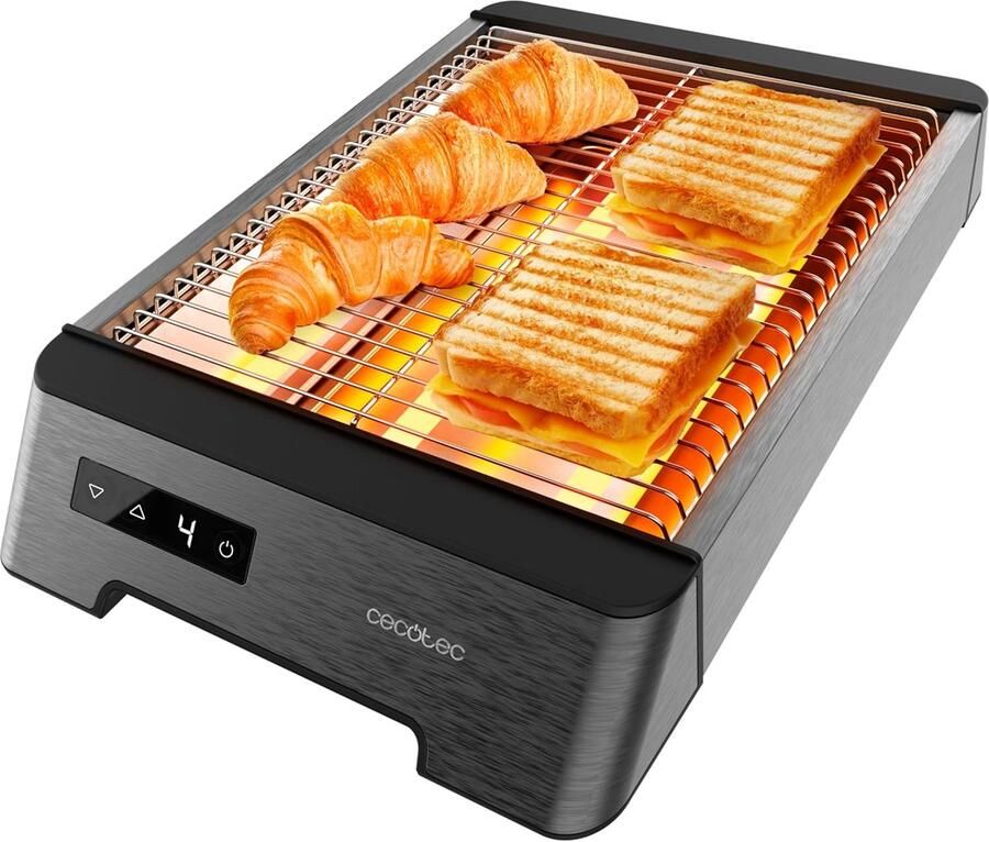 Horizontale broodrooster Plat broodrooster 3 aanraakweerstanden NiceSlice Touch. 1000W Alle soorten brood of Weens gebak Kwartsverwarmingen Roestvrijstalen afwerking 6 toaststanden