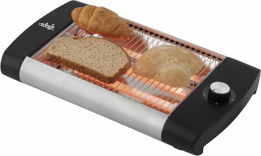 Horizontale Broodrooster Platte Toastmachine Snel Ontbijten Drie Kwartsstaafjes 23 x 20 cm Zwart - Foto 1