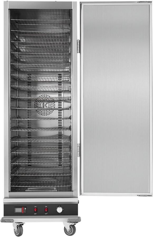 Hot Box Voedselverwarmer Grote Snackverwarmer met 16 Niveaus Uitgerust met Waterbak Enkele Deur En Verstelbare Planken. Ideale Roestvrijstalen Voedselverwarmerkast