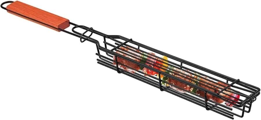 Hot Dog Houder Grill Klem Barbecue Koken Dubbel Net Klemsysteem 51 cm Zilver