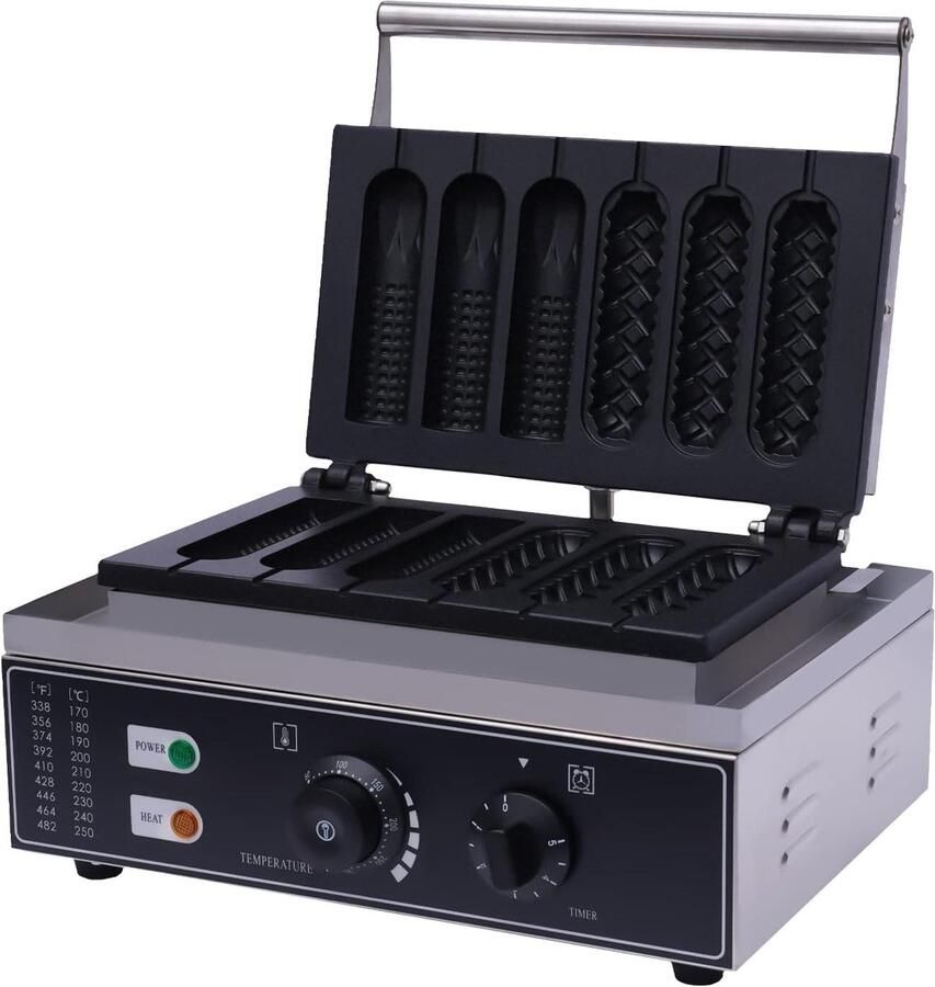 Hot Dog Wafelijzer Wafelmachine Snacks Maken Non-stick Coating 6 Stuks Stainless Steel