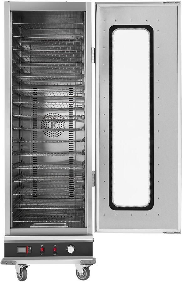 Hotbox Voedselverwarmer Grote Snackverwarmer met 16 Niveaus En Waterbak. Glazen Deur met Enkele Deur En Verstelbare Planken Roestvrijstalen Voedselverwarmer