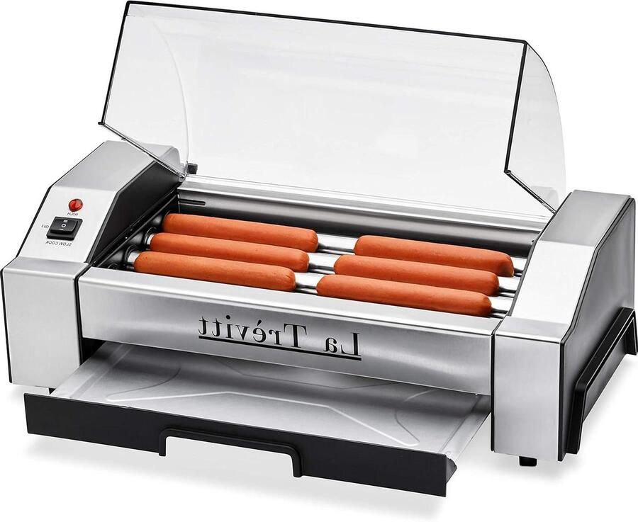 Hotdog Grill Worstjes Maker Lekkere Snacks RVS Constructie 6 Stuks Zilver