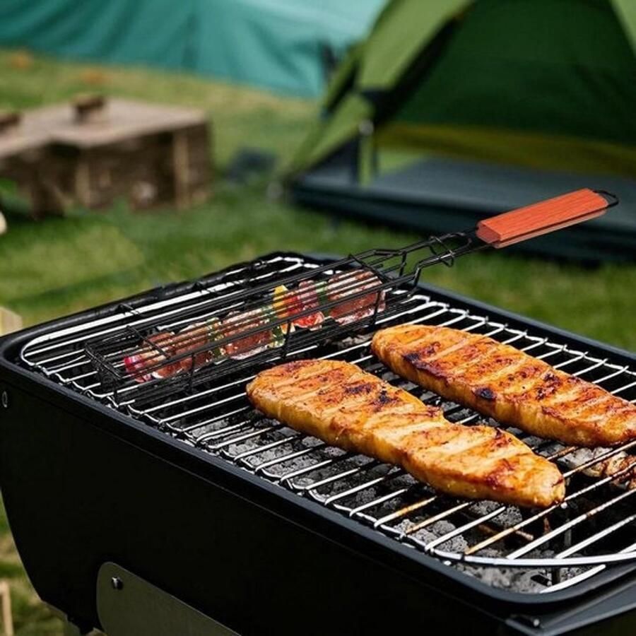 Hotdog Grillklem Worst houder Buiten koken Gelijkmatige verhitting 51 cm Zilver
