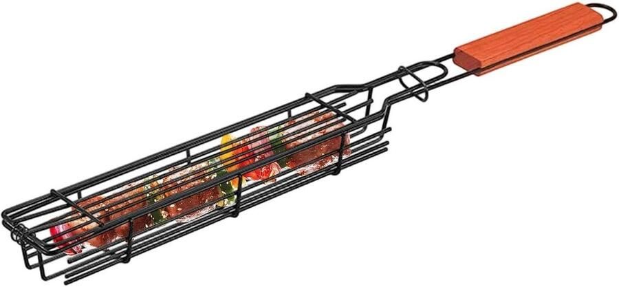 Hotdog Grillrek Worst Klem Barbecue Grillen Dubbel Net Klem 51 x 5 x 45 cm Metaal