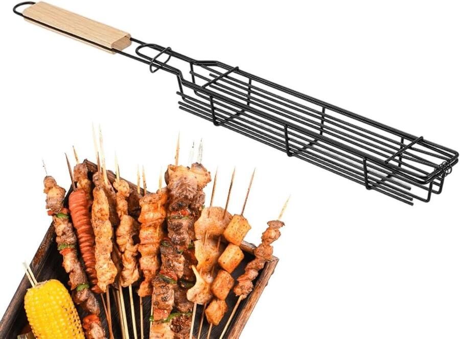 Hotdog Grillrek Worst Klem Buiten Koken Veilig Klem Ontwerp 51 cm Zilver