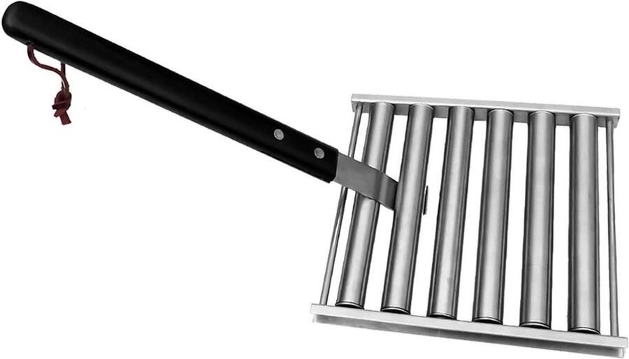 Hotdog Grillroller Worst Roker Worstjes Grillen Hittebestendig Roestvrij Staal Capaciteit 5 worstjes Zwart