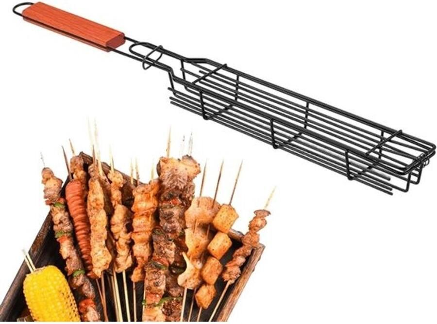 Hotdog Houder Worst Klem Barbecue Grillen Gelijkmatige Verwarming 51 cm Lang Zilver