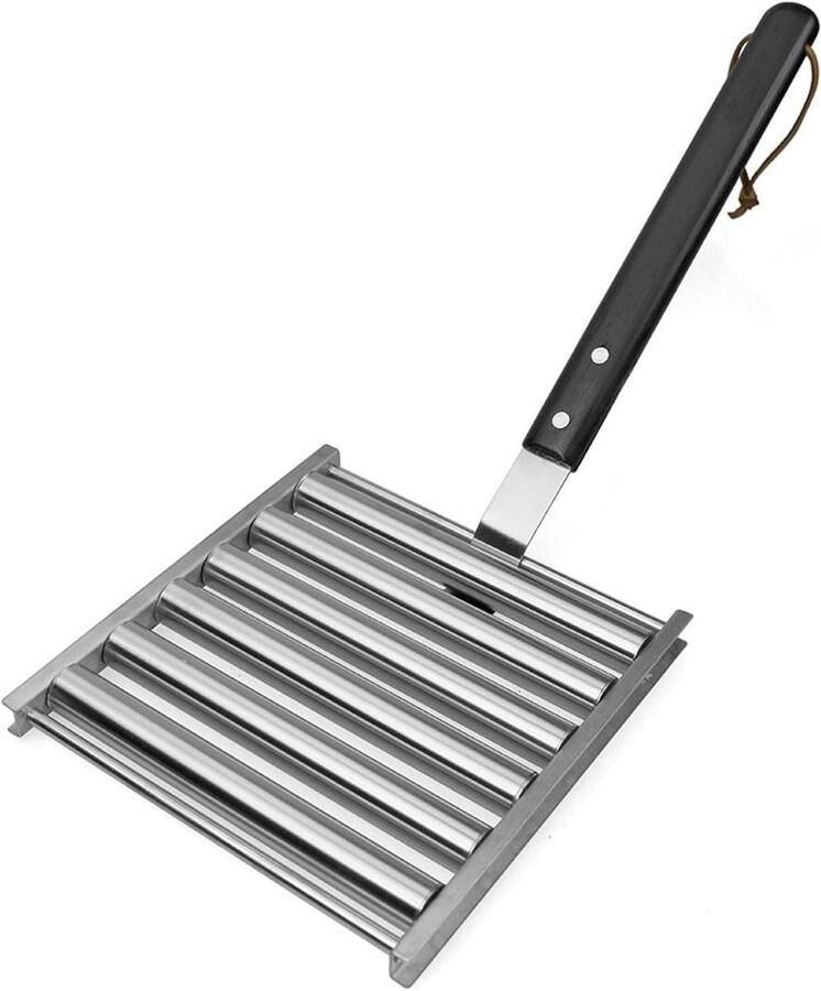 Hotdog Roller Worst Grill Barbecue Accessoire 5 Hotdogs Tegelijk 31 x 21 x 3 cm Zilver