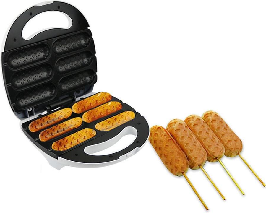 Hotdog wafelijzer 750 W wafel-corn-dogmachine Franse muffin-hot-dogmachine anti-aanbaklaag Corn-dog-machine (EU-stekker 220-240 V)