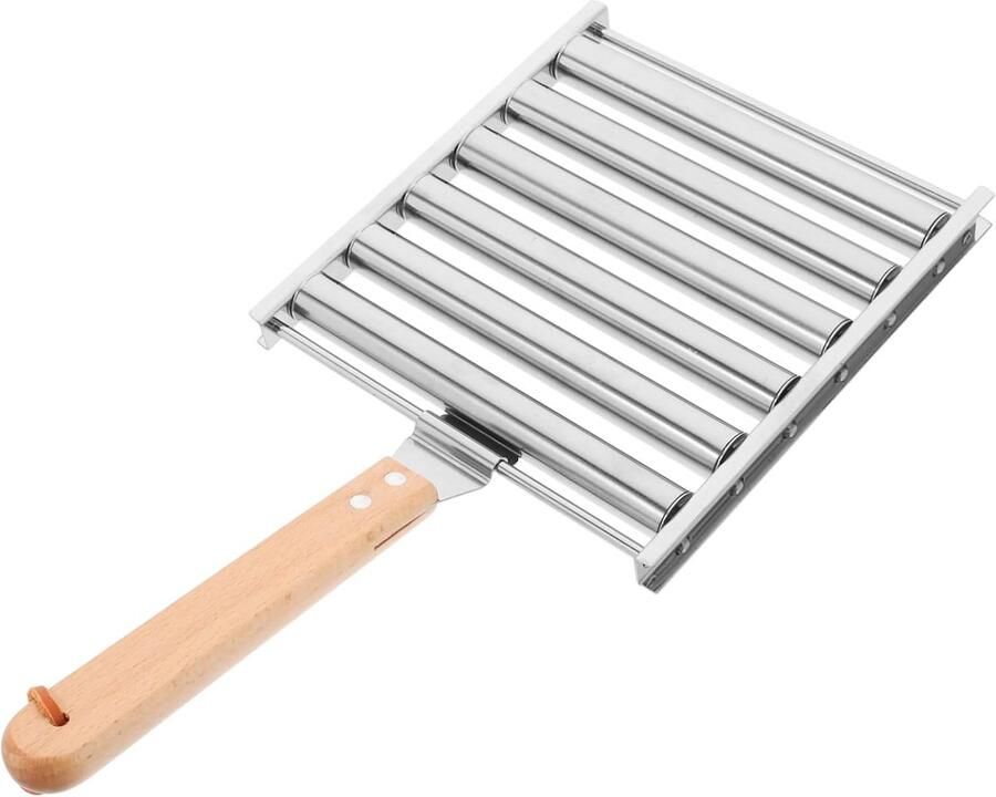 Hotdogroller Grill Worstroller Barbecue Gelijkmatig Grillen Roterend Mechanisme 36 x 17.4 cm Zilver