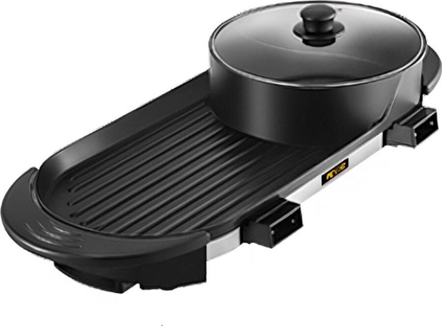 Hotpot Electrisch Hotpot Pan Hotpot Stomer Slowcooker Grillplaat Stoompan Bbq Zwart