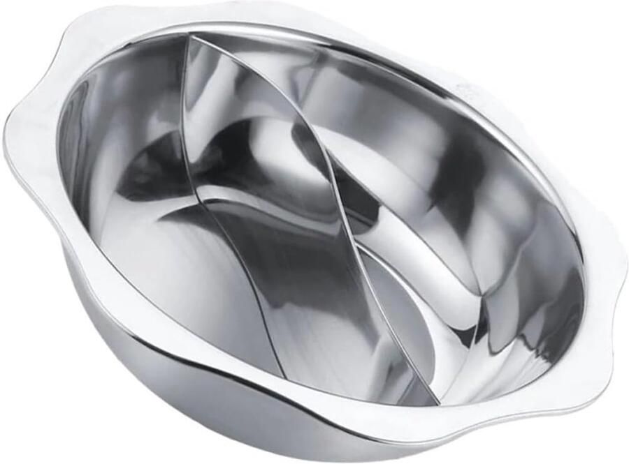 Hotpot Pan Kookpan met vakjes Gezellig Eten Dubbel Compartiment 35 cm Zilver