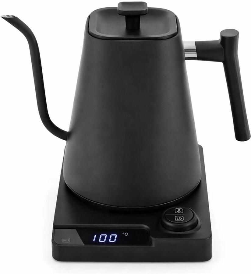 House of Balance Waterkoker Temperatuurregeling Zwanenhals Waterkoker 1L RVS 1200W Theepot Zwart Slimme waterkoker Theepot