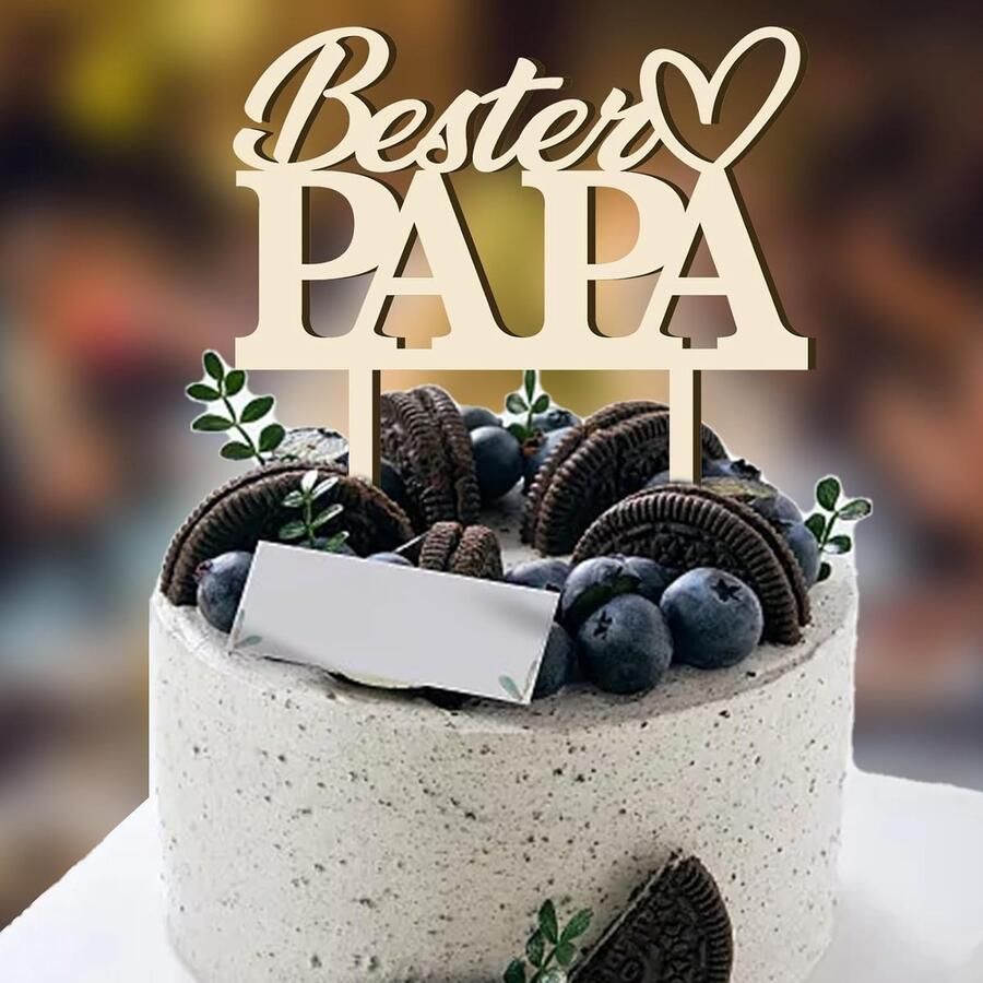 Hout Bester Papa Vaderdag taarttopper taartsteker voor papa cadeau-ideeën