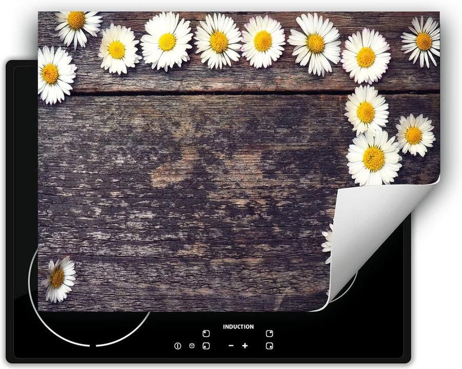 Houten Bloemen Inductiekookplaat Beschermer 80x52 cm Hittebestendige Mat