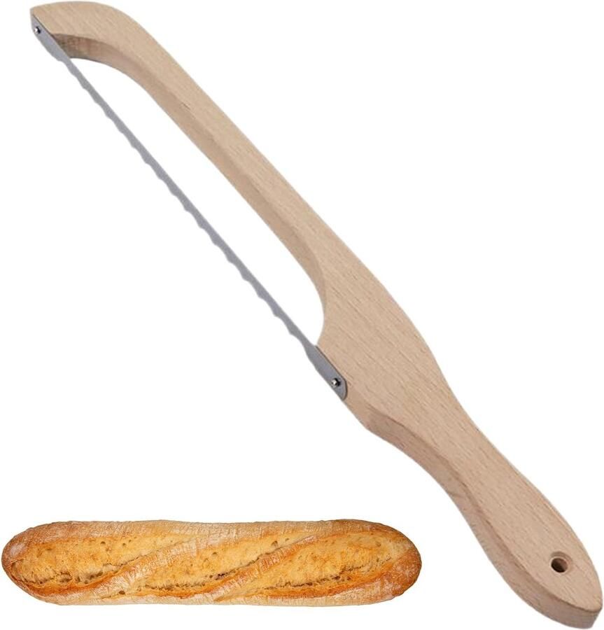 Houten Brood Snijder Bak Gereedschap Gelijkmatig Brood Snijden Roestvrij Staal Mes 408 cm Lengte Houtkleurig
