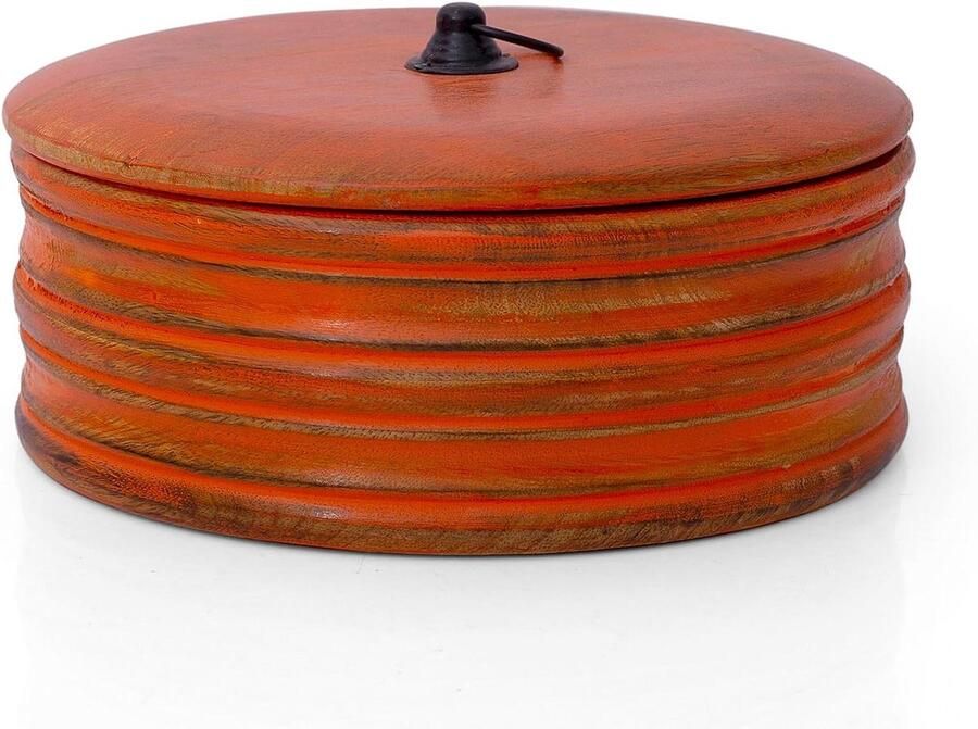 Houten Broodhouder Roti Kom Warm Houden Handgemaakt Ontwerp 22 cm Diameter Natuurlijk Bruin