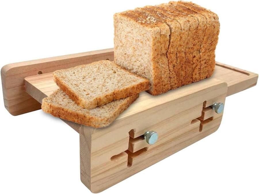Houten Broodsnijder Broodsnijmachine Gids Gelijkmatig Brood Snijden Verstelbare Snijgleuf 29 x 18 x 43 cm Houtkleur
