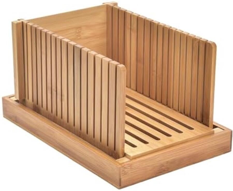 Houten Broodsnijmachine met Opvangbak Verstelbare Snijgids voor Perfecte Plakjes