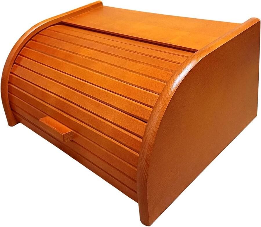 Houten Broodtrommel Brooddoos Hout Brood Vers Houden Met Roldeur 31 x 26 x 16 cm Houtkleur