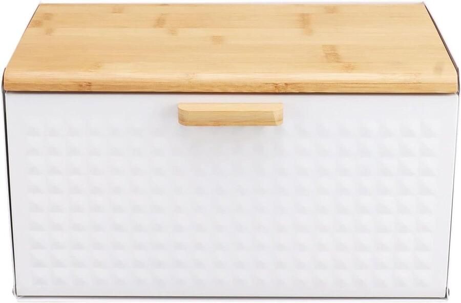 Houten Broodtrommel Keuken Opberger Brood Vers Houden Stijlvol Design 37x26x23 cm Wit
