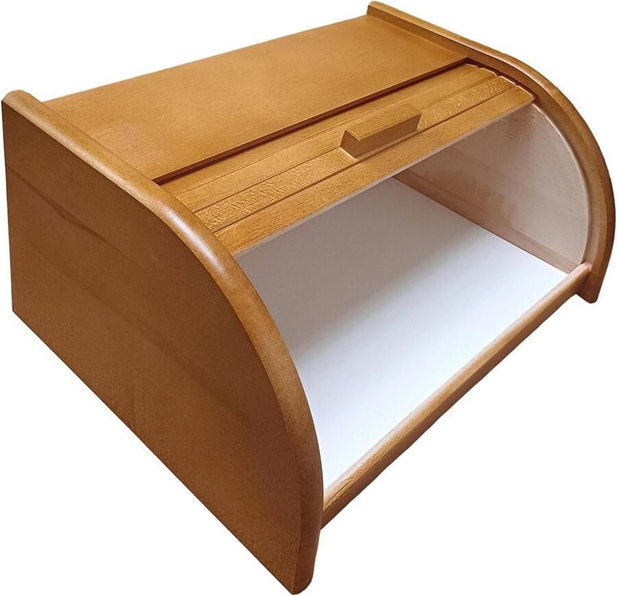 Houten broodtrommel met roldeur of drop-down-deur voor het bewaren van brood 24 soorten beschikbaar